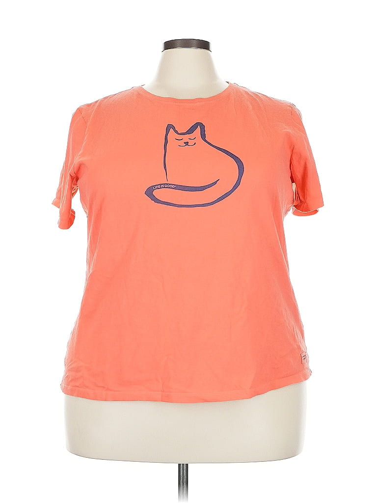 Life Is Good 100% Cotton Orange Short Sleeve T-Shirt Size 3X - photo 1