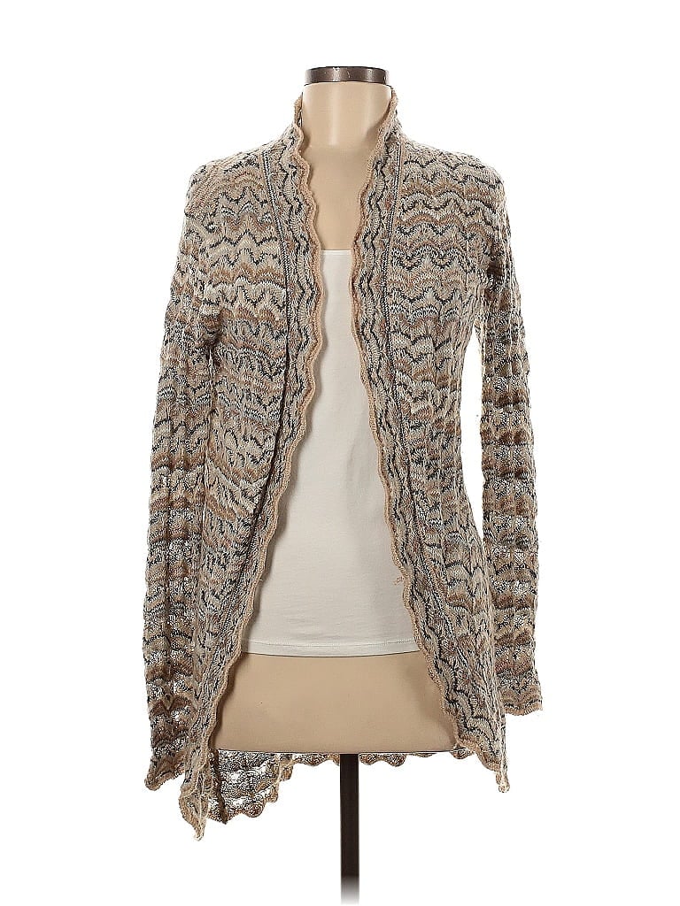 Calypso St. Barth Tweed Tan Wool Cardigan Size M - photo 1