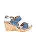 Born Solid Blue Tan Wedges Size 8 - photo 1