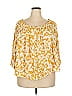 Terra & Sky 100% Rayon Yellow 3/4 Sleeve Blouse Size 2X - photo 1