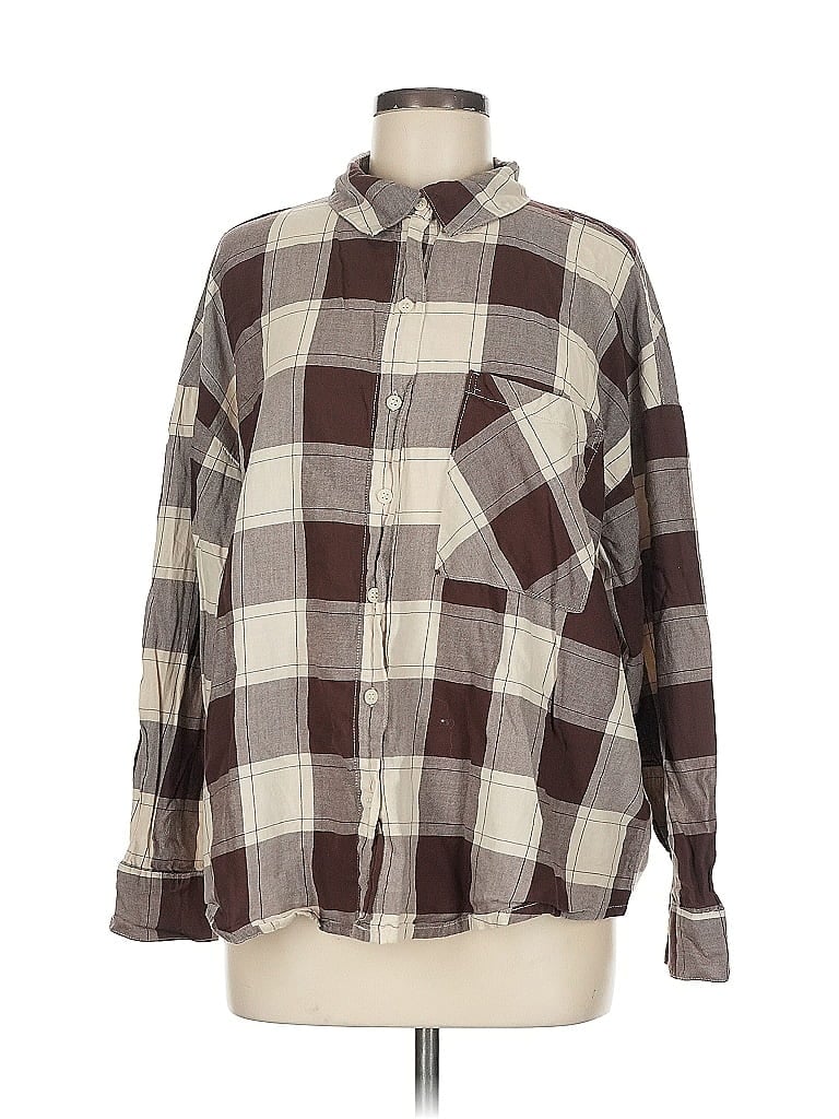 Pre-owned Divided By H&m Long Sleeve Polo Shirt In Brown