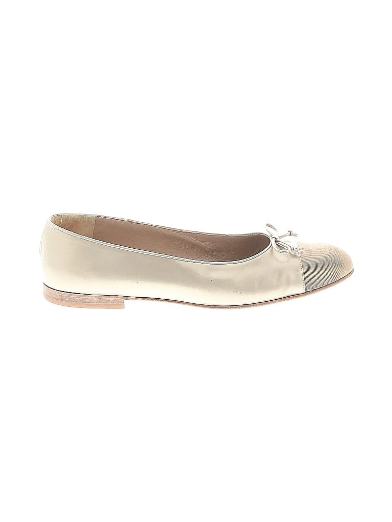 Salvatore Ferragamo Ivory Gold Flats Size 7 - photo 1