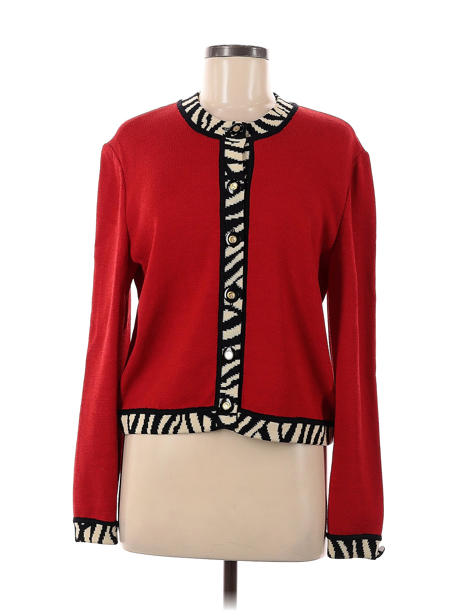 St. John Collection Red Cardigan Size M