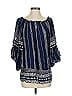 Elan 100% Rayon Print Blue 3/4 Sleeve Blouse Size 0 - photo 1