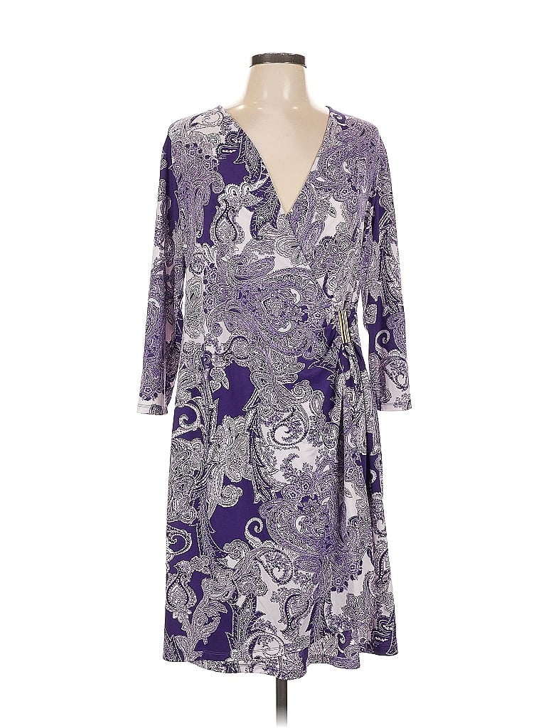 IMAN Paisley Purple Casual Dress Size L - photo 1