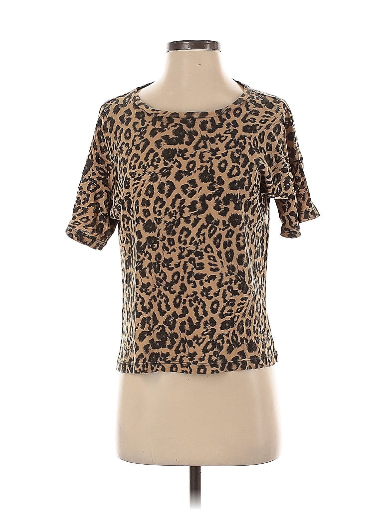 LNA 100% Cotton Animal Print Brown Short Sleeve T-Shirt Size XS - photo 1