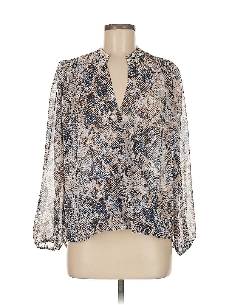 Veronica M. Silver Long Sleeve Blouse Size M - photo 1