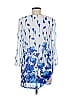 Kasper 100% Polyester Floral Blue 3/4 Sleeve Blouse Size M - photo 2