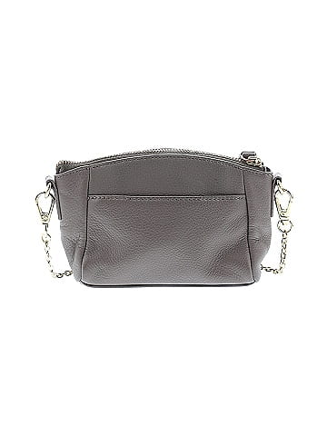 T Tahari 100% Leather Gray Brown Leather Crossbody Bag One size