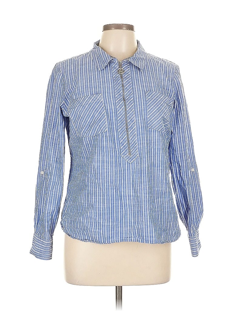 Pre-owned Tommy Hilfiger Long Sleeve Button Down Shirt In Blue