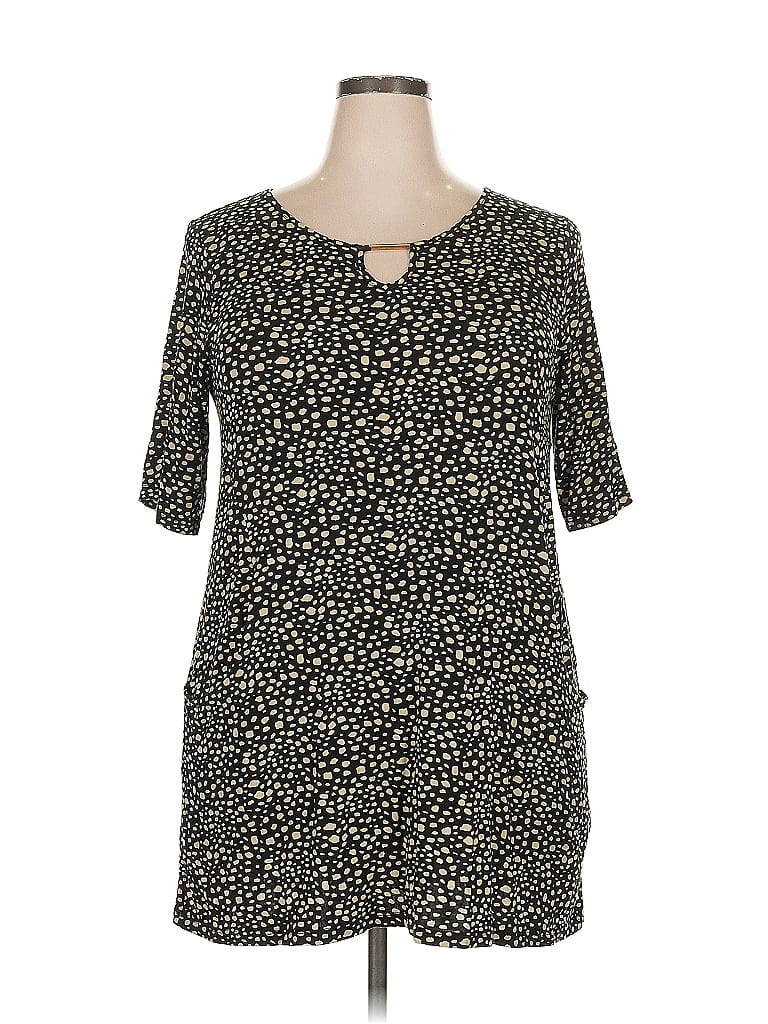 Avenue Black Short Sleeve Blouse Size 18 - photo 1
