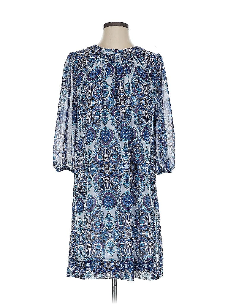 Eva Mendes by New York & Company 100% Polyester Paisley Blue Casual Dress Size S - photo 1