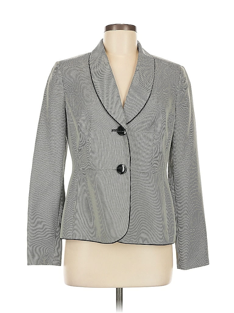 Le Suit 100% Polyester Houndstooth Black Gray Blazer Size 6 - photo 1
