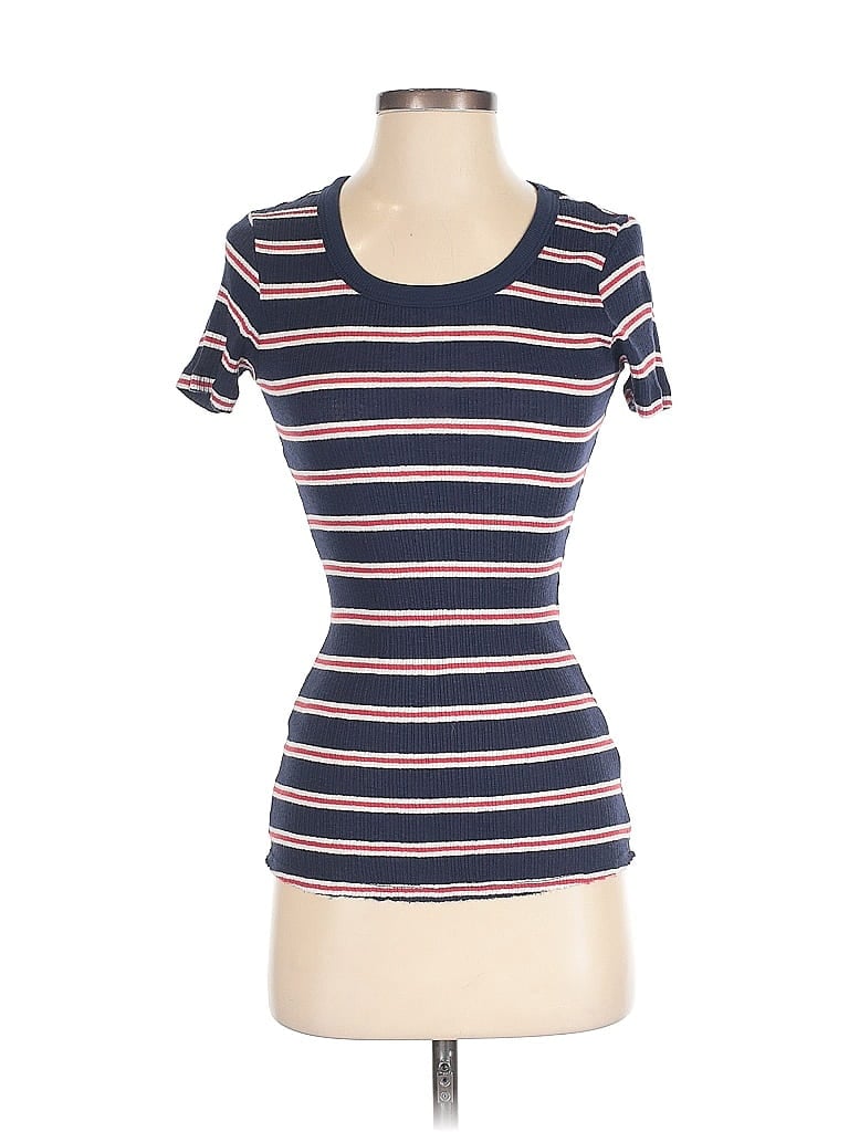 Sundry Stripes Blue Short Sleeve T-Shirt Size XS (0) - photo 1
