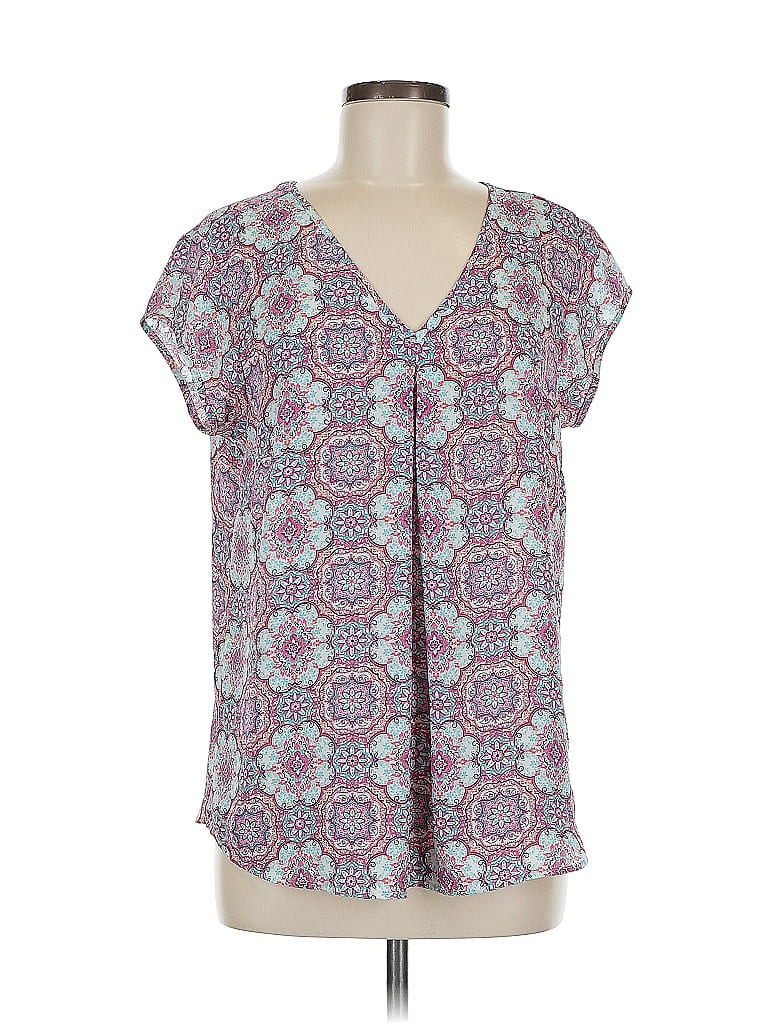 DR2 100% Polyester Purple Short Sleeve Blouse Size M - photo 1