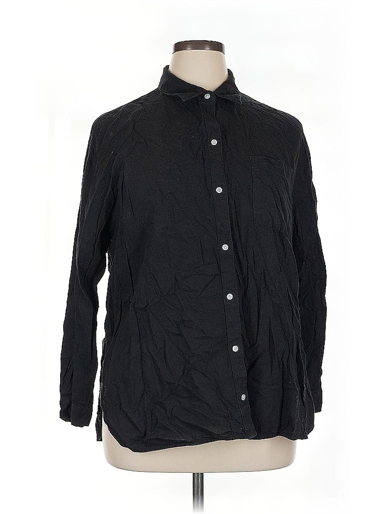 Pre-owned Old Navy Long Sleeve Button Down Shirt In Black