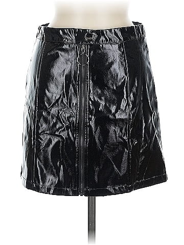 Allegra K Faux Leather Skirt (view 1)
