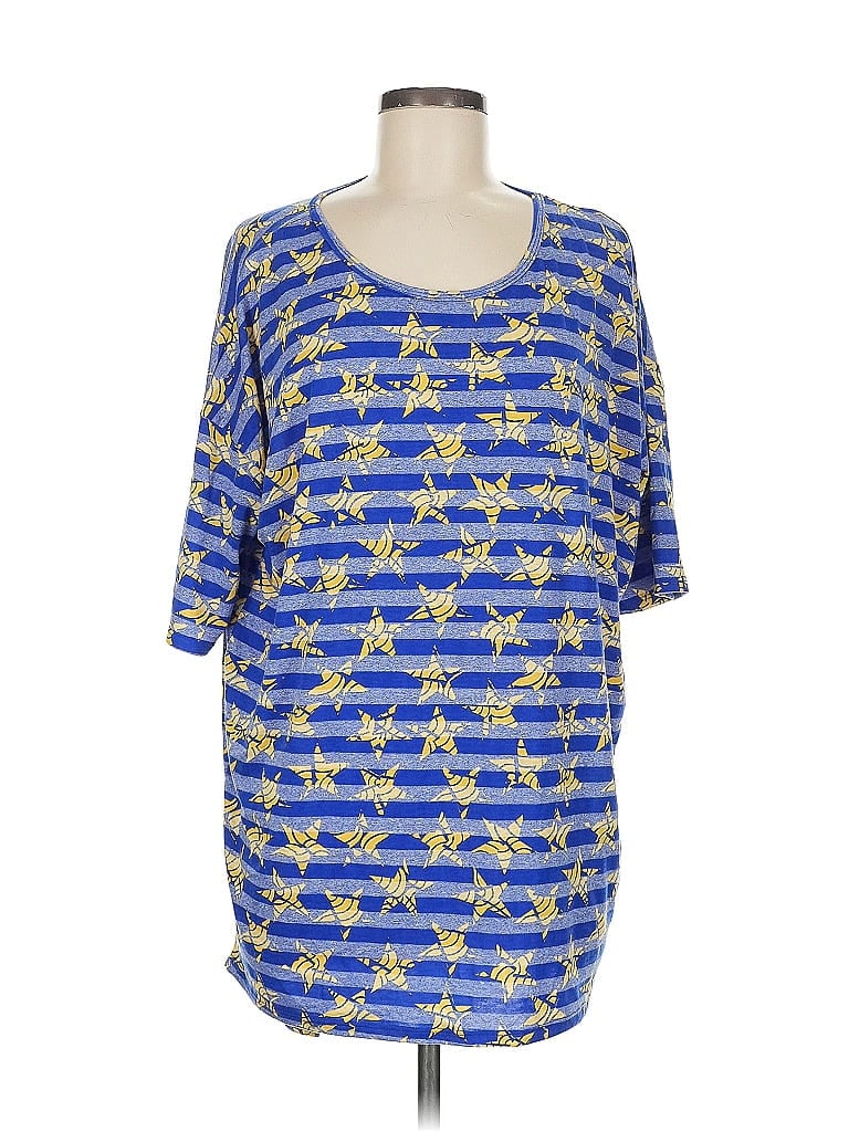 Pre-owned Lularoe 3/4 Sleeve T-shirt In Blue