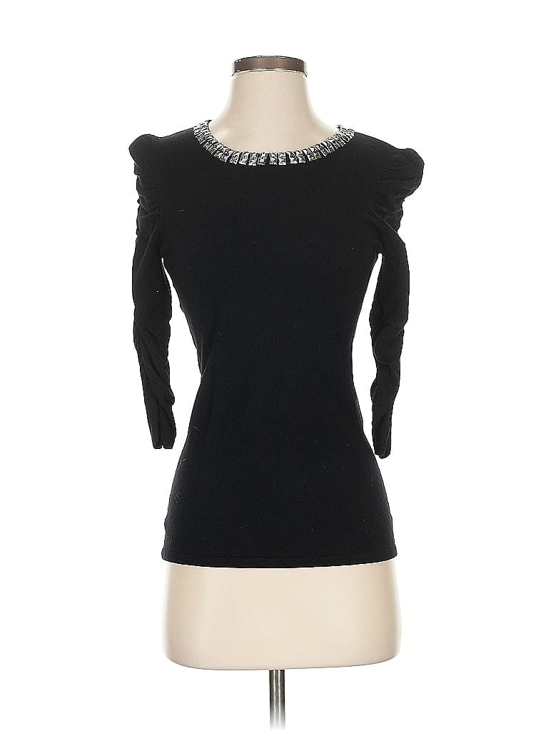 Pre-owned Inc International Concepts 3/4 Sleeve Top Black Keyhole Neckline Tops