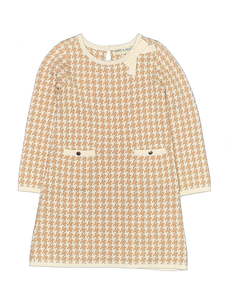 Hope & Henry 100 Organic Cotton Tweed Ivory Dress Size 5 (big kids