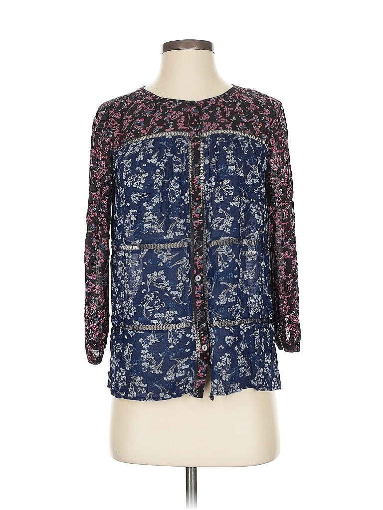 Pre-owned Lucky Brand 3/4 Sleeve Blouse In Blue