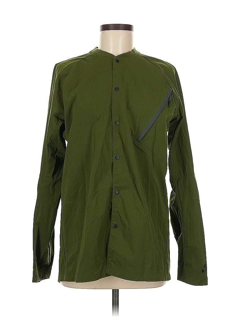 Pre-owned Nike Long Sleeve Button Down Shirt In Green