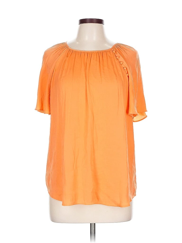 Counterparts 100% Polyester Orange Short Sleeve Blouse Size L - photo 1