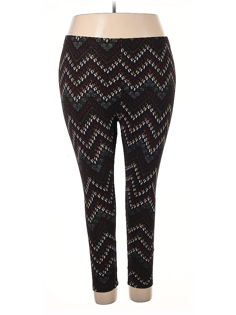 Terra & Sky Chevron-herringbone Black Leggings Size 2X - photo 1