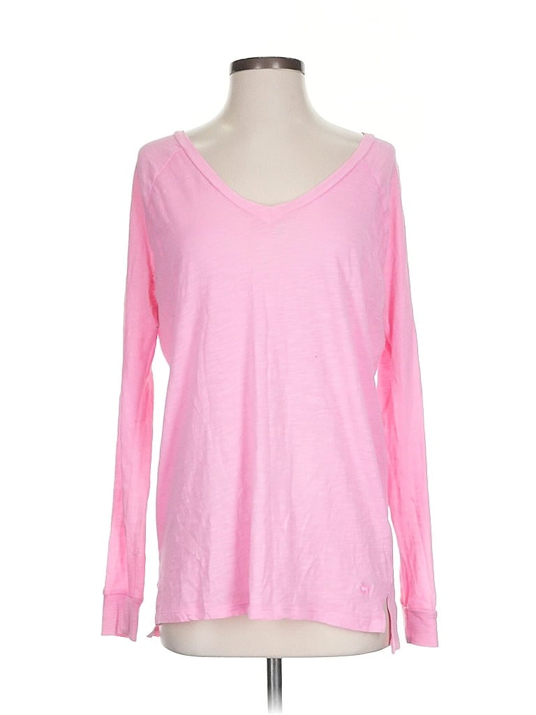 Pre-owned Victoria's Secret Pink Long Sleeve T-shirt In Pink