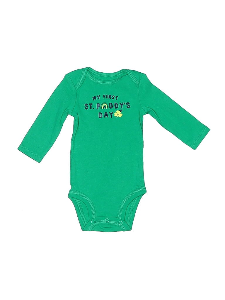 Just One You Made by Carter's 100% Cotton Green Long Sleeve Onesie Size Newborn - photo 1