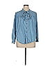 Terra & Sky 100% Lyocell Blue Long Sleeve Button-Down Shirt Size 0X - photo 1