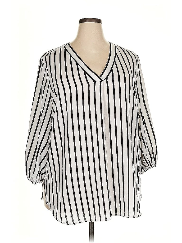 Pre-owned Adrianna Papell 3/4 Sleeve Blouse In Black