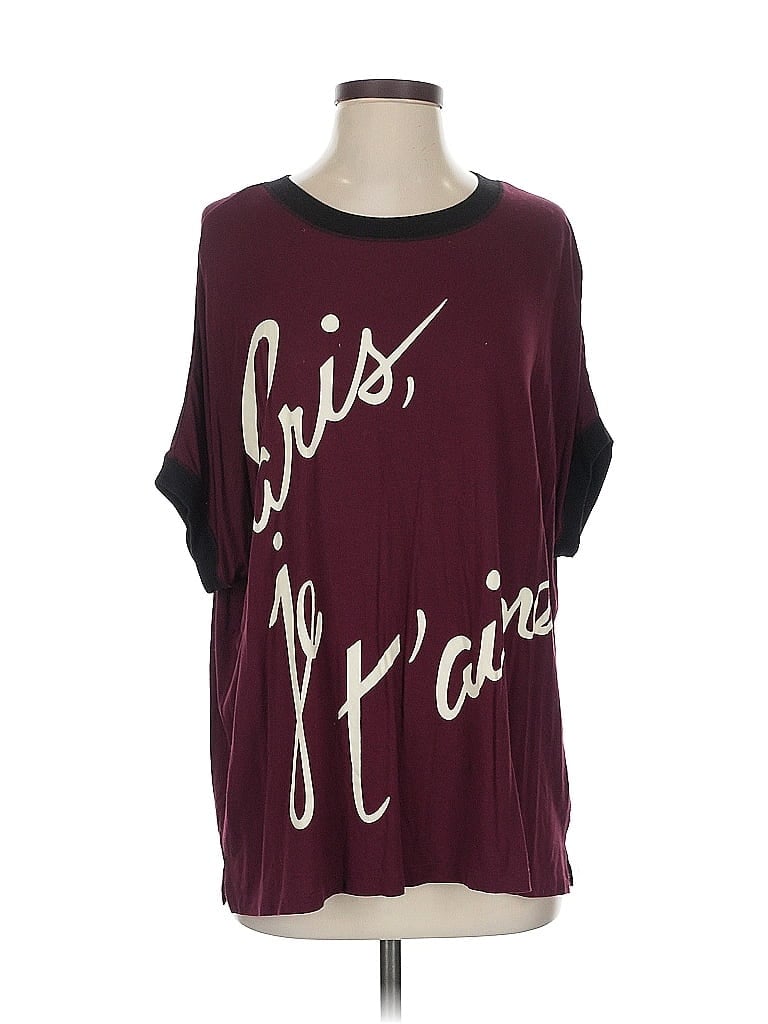 Catherine Malandrino Burgundy 3/4 Sleeve T-Shirt Size S - photo 1
