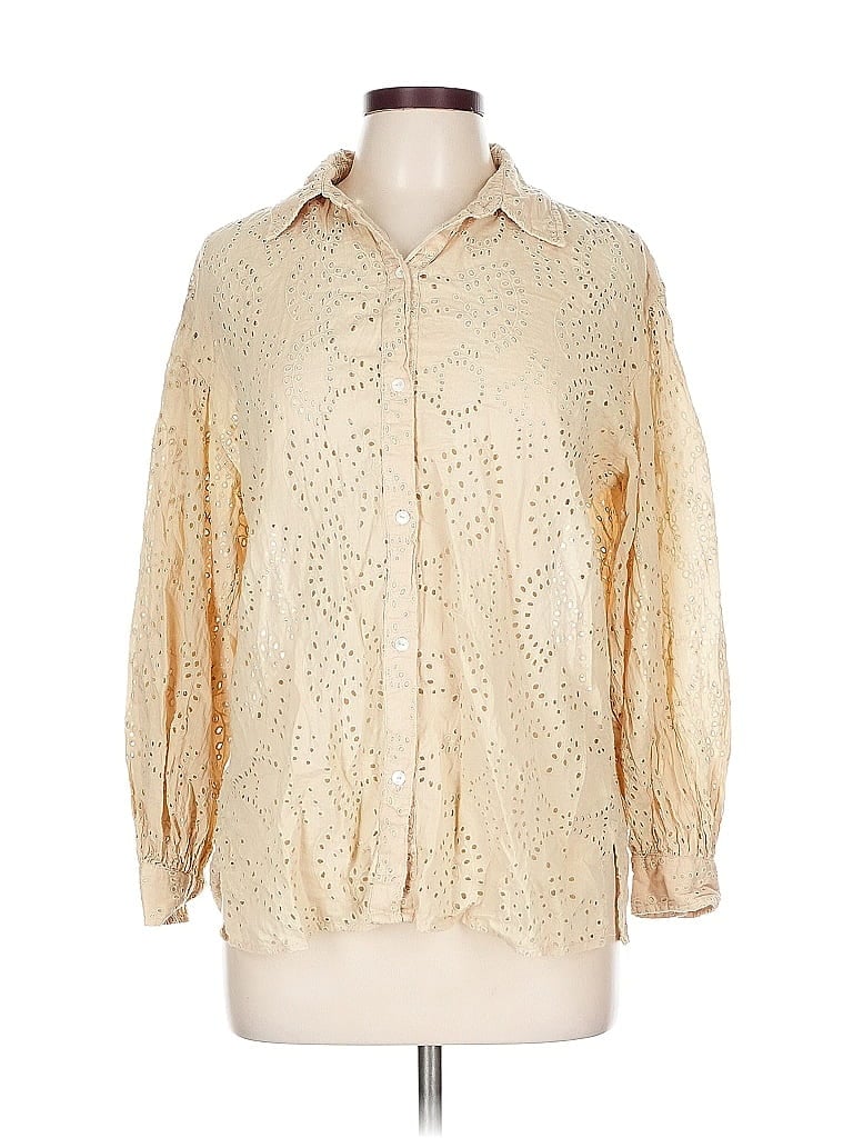 Nili Lotan 100% Cotton Ivory 3/4 Sleeve Blouse Size L - photo 1