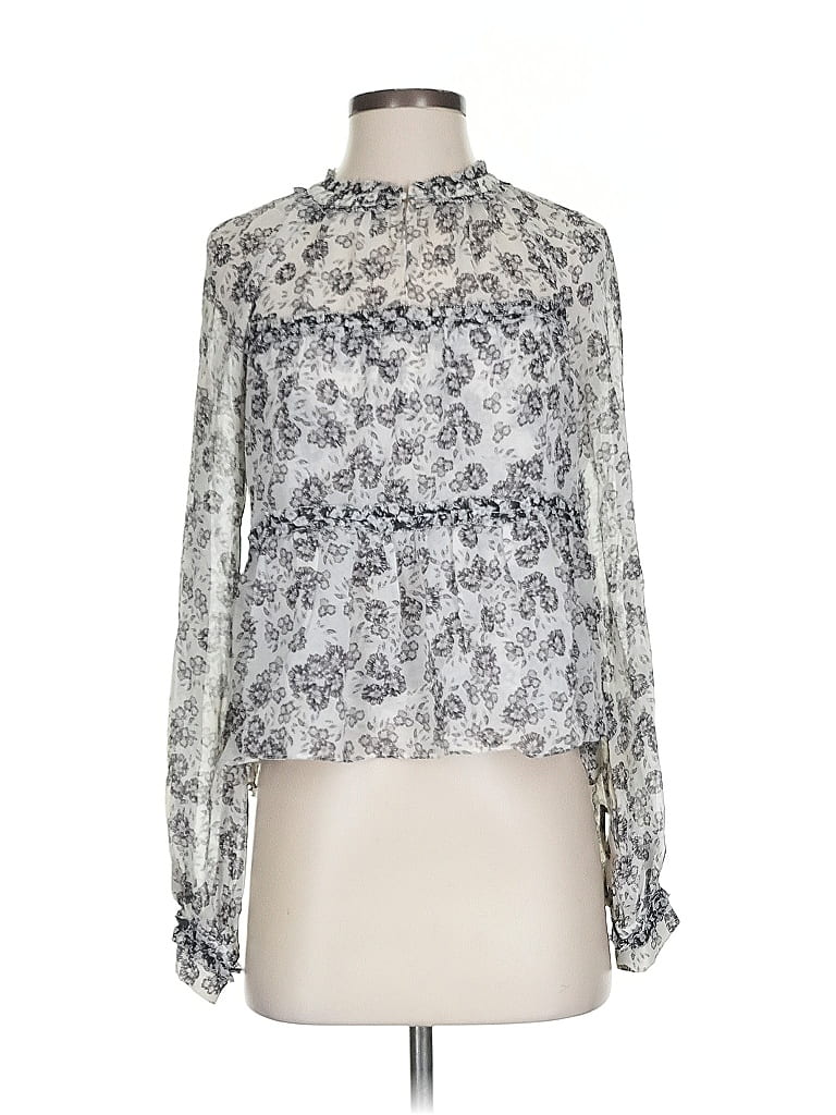 Pre-owned Intermix Sleeveless Silk Top Silver Mock Neckline Tops