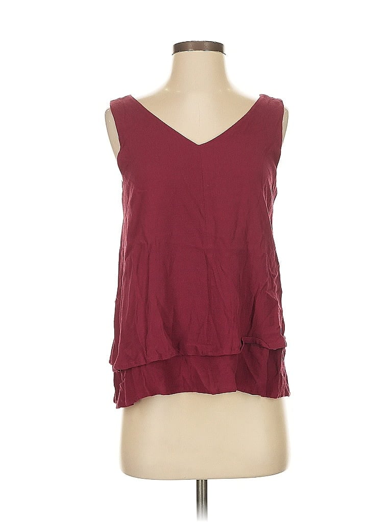 Click to view more detailed imagery on our partner's website Pre-owned Ann Taylor Loft Sleeveless Top Burgundy V Neck Tops