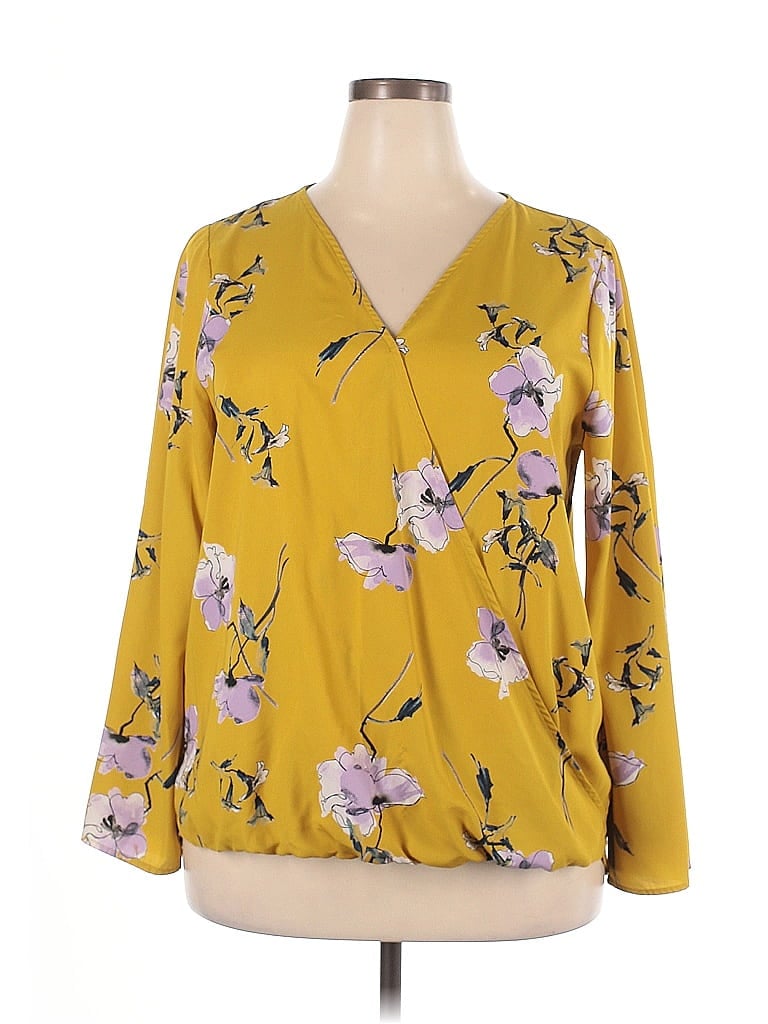 GIBSON LATIMER Pre-owned Long Sleeve Blouse In Yellow