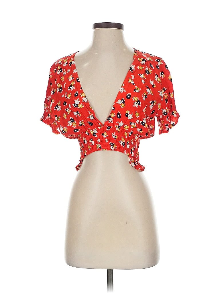 Faithfull the Brand 100% Rayon Red Short Sleeve Blouse Size 2 - photo 1