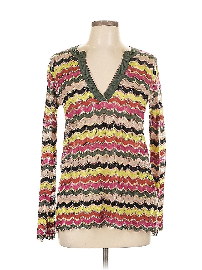 M Missoni Gold Pink Chevron Knit Top Size 10 - photo 1