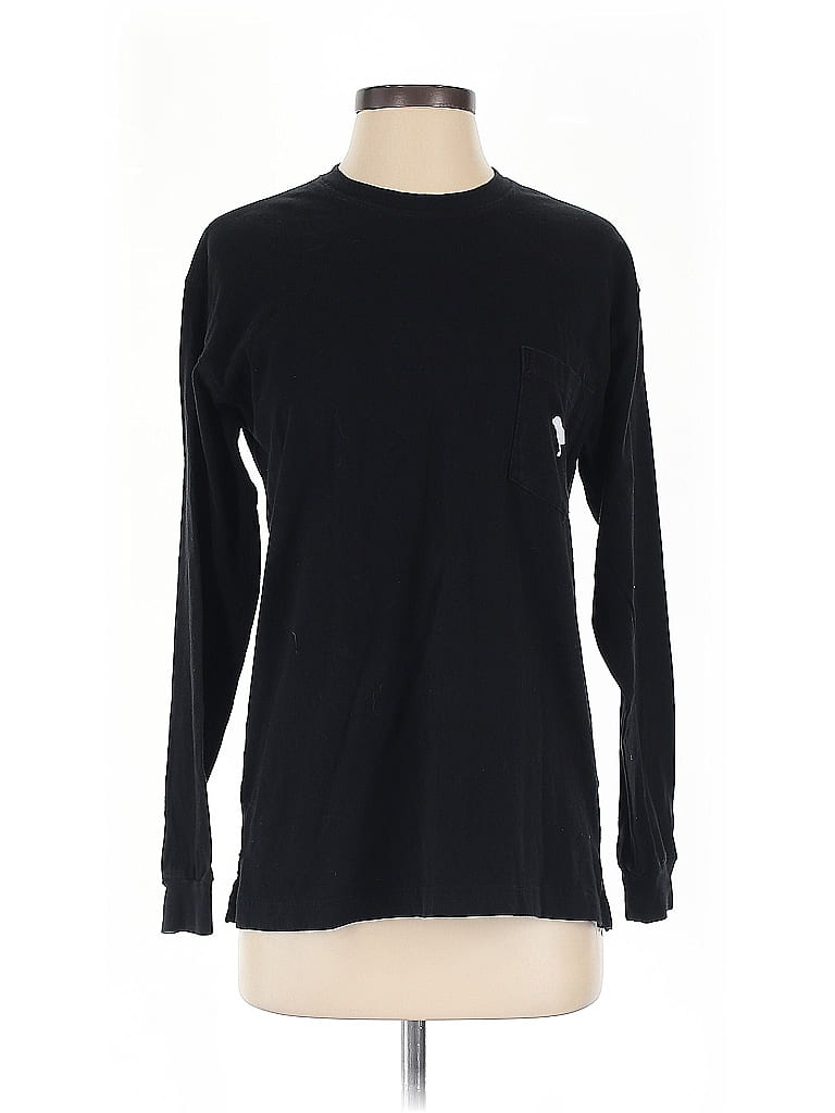 Victoria's Secret Pink 100% Cotton Black Long Sleeve T-Shirt Size XS - photo 1