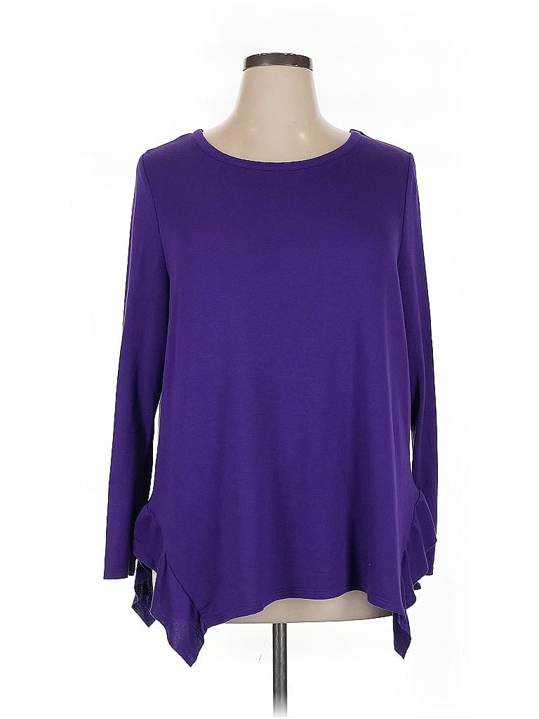 Pre-owned Lane Bryant 3/4 Sleeve T-shirt In Purple