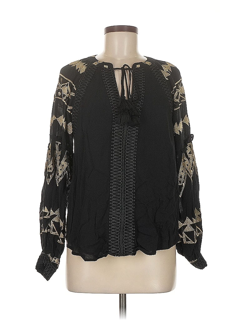 Hale Bob 100% Viscose Black Long Sleeve Blouse Size M - photo 1