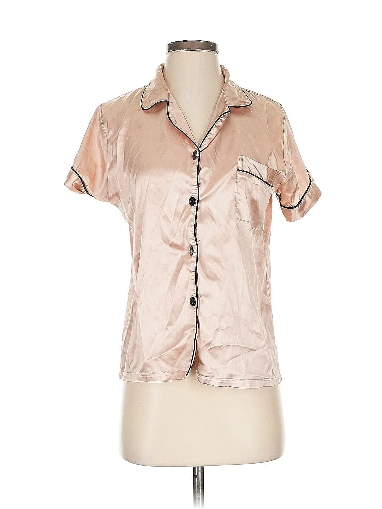 Pre-owned Unbranded Short Sleeve Blouse In Brown