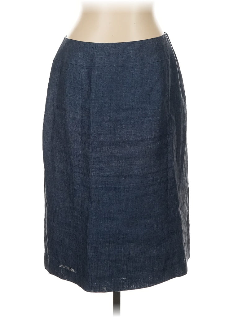 Lafayette 148 New York Solid Blue Casual Skirt Size 12 - photo 1
