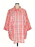 Woman Within 100% Cotton Plaid Orange 3/4 Sleeve Button-Down Shirt Size 3X - photo 1