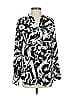 Calvin Klein 100% Polyester Print Silver Gray Long Sleeve Blouse Size S - photo 1