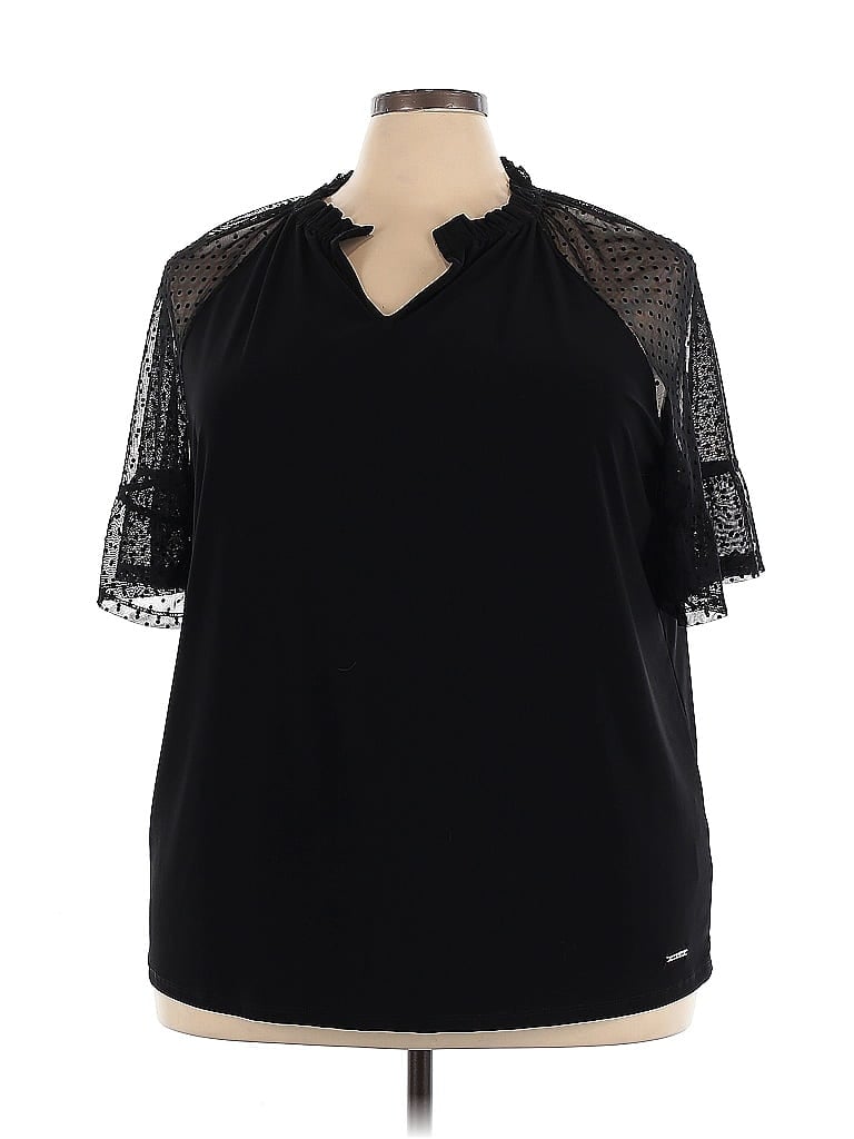 Click to view more detailed imagery on our partner's website Pre-owned Anne Klein Short Sleeve Blouse In Black