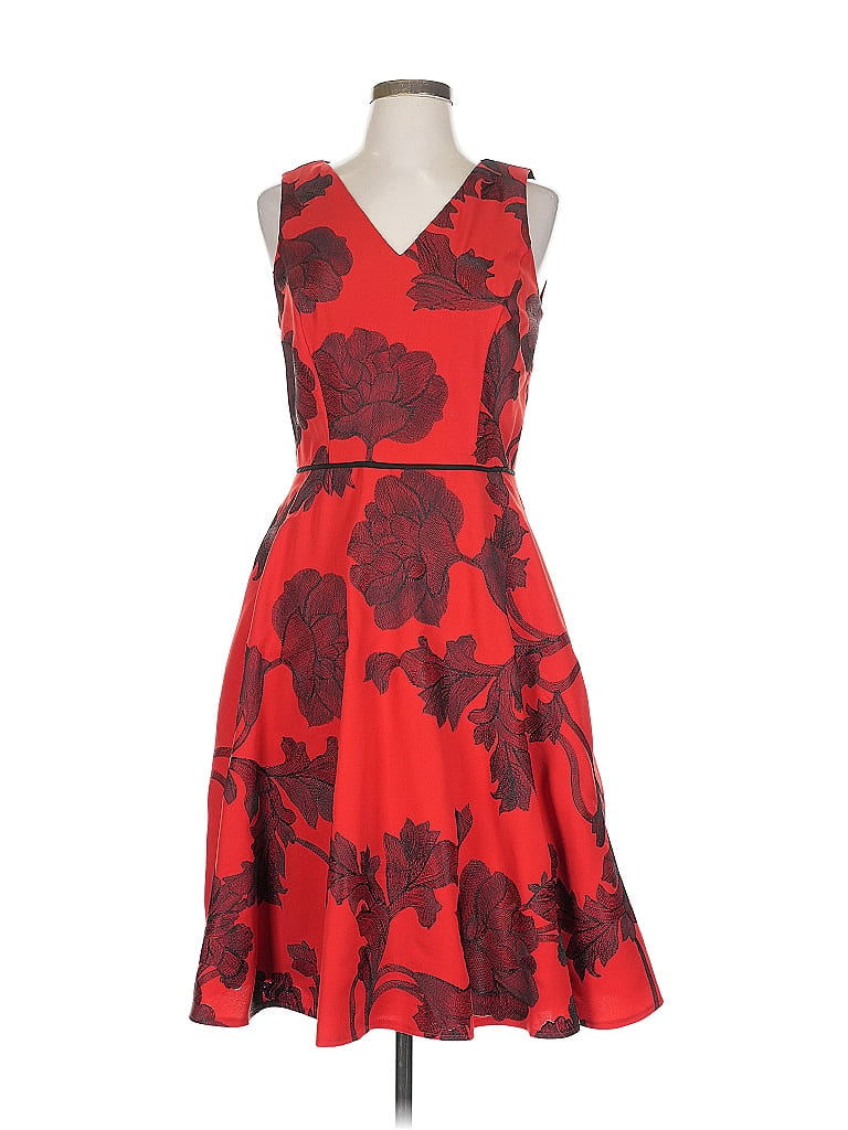 Tahari by ASL 100% Polyester Hearts Red Cocktail Dress Size 12 (estimated) - photo 1