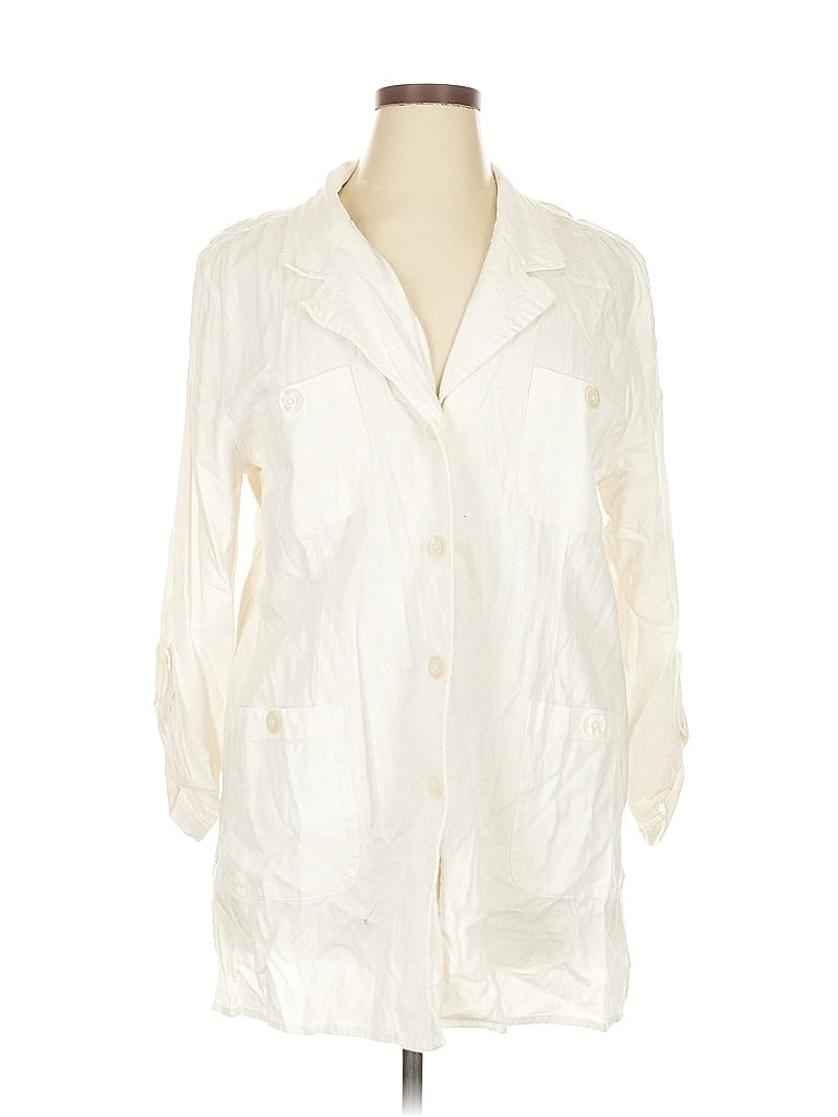 Jessica Holbrook Ivory 3/4 Sleeve Button-Down Shirt Size 1X - photo 1
