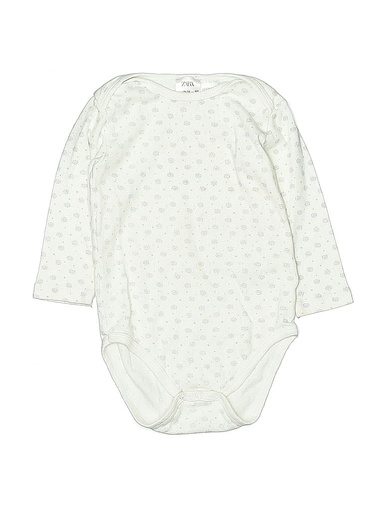Zara Baby 100% Cotton Ivory Long Sleeve Onesie Size 18-24 mo - photo 1